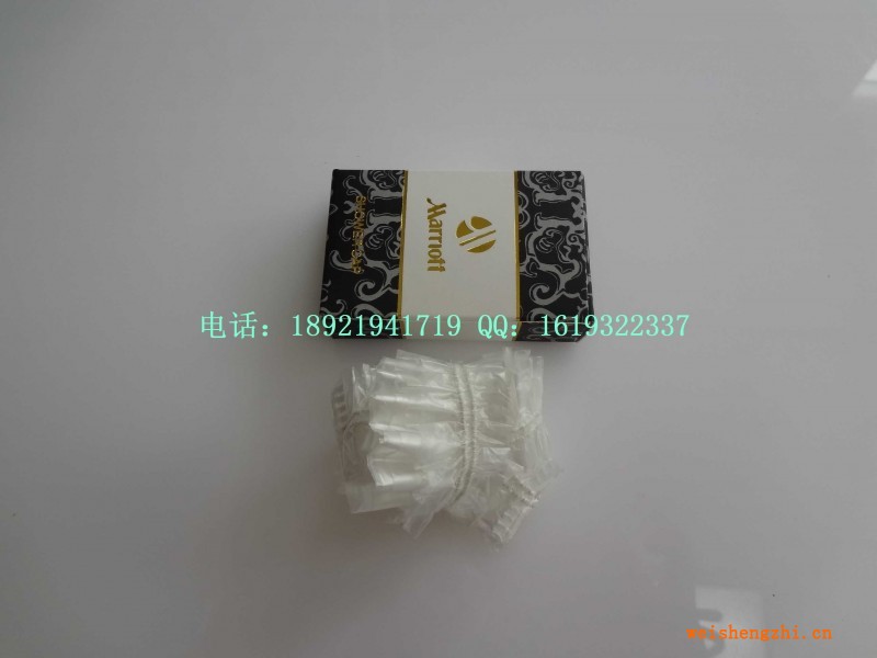 白色高檔加厚條形浴帽，燙金卡盒包裝